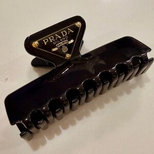 Small - mini - Prada Glossy Black Hair Clip